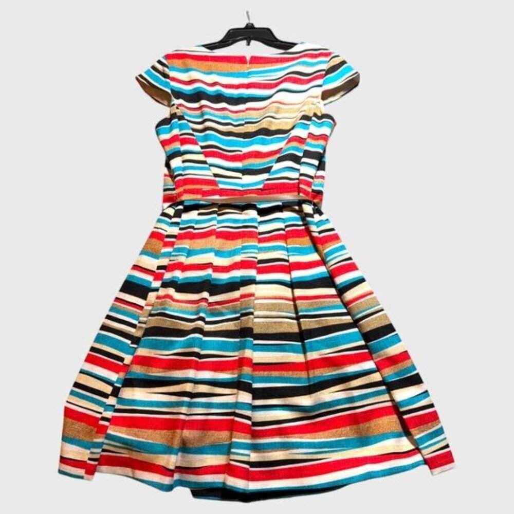 Anne Klein Multicolor Striped Fit & Flare Dress Size 14 Large - Picture 2 of 11